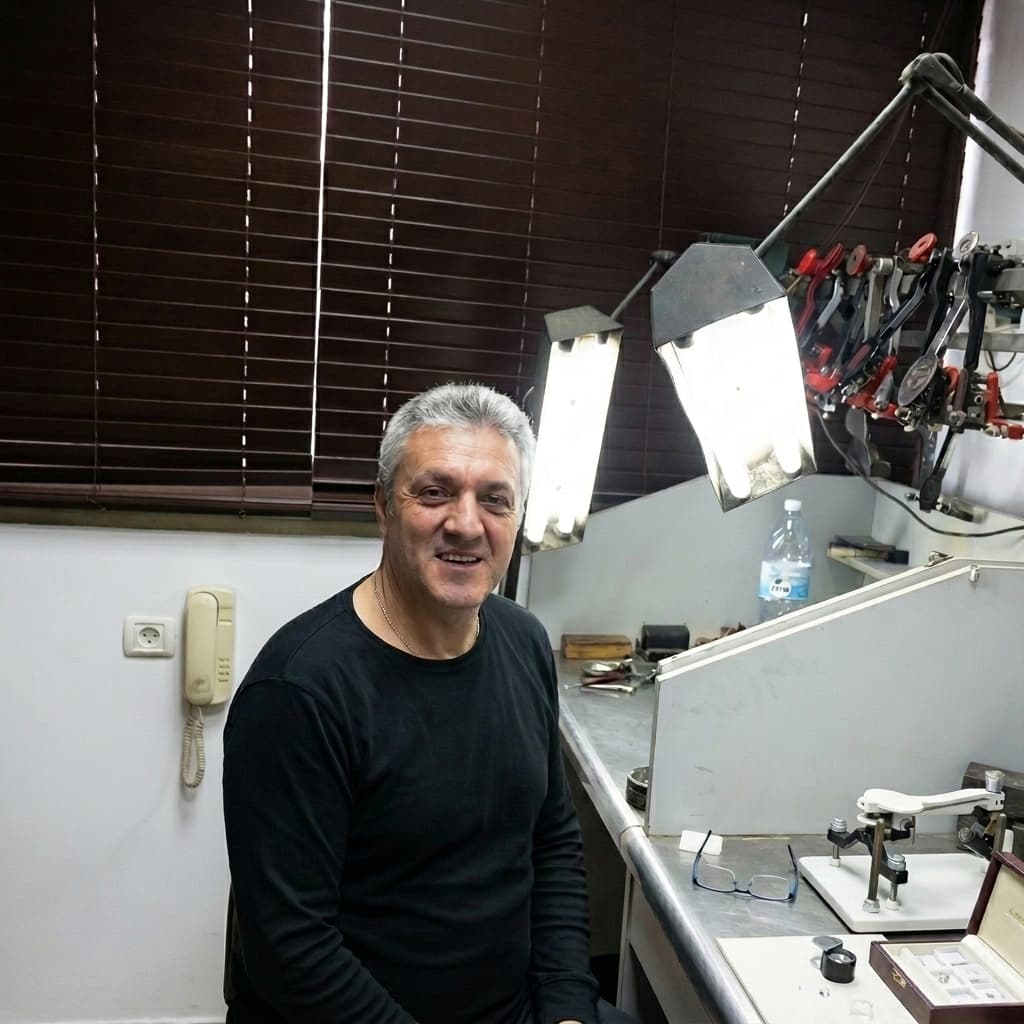 Ronen Seren evaluating diamonds at the Ramat Gan Diamond Exchange